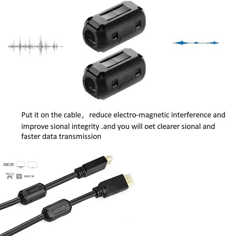 VSKEY Clip-on Noise Filter,[10pcs 5mm] Anti-interference High-Frequency Ferrite Core Choke Cable Clip for Home Audio System,Tvs,Speakers,Radio,Audio Equipment Noise Suppressor (0.2 inch inner diameter) - Image 4